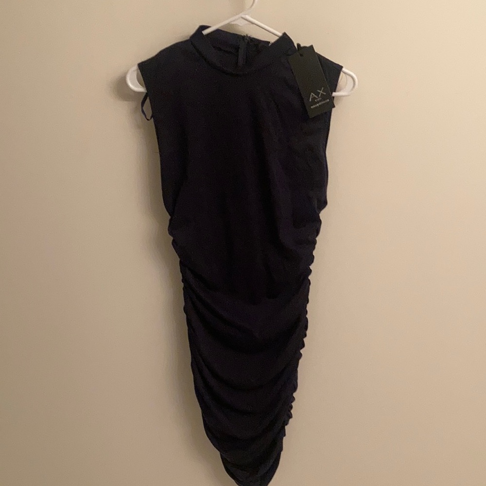 NWT form fitting black bodycon bunchy style party evening dress by AX Paris Sz 8
